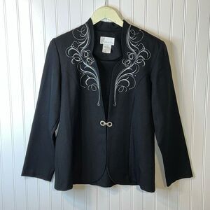 Vintage Pride & Joy Blazer Women’s Size 14 Black / Silver Embroidered Business